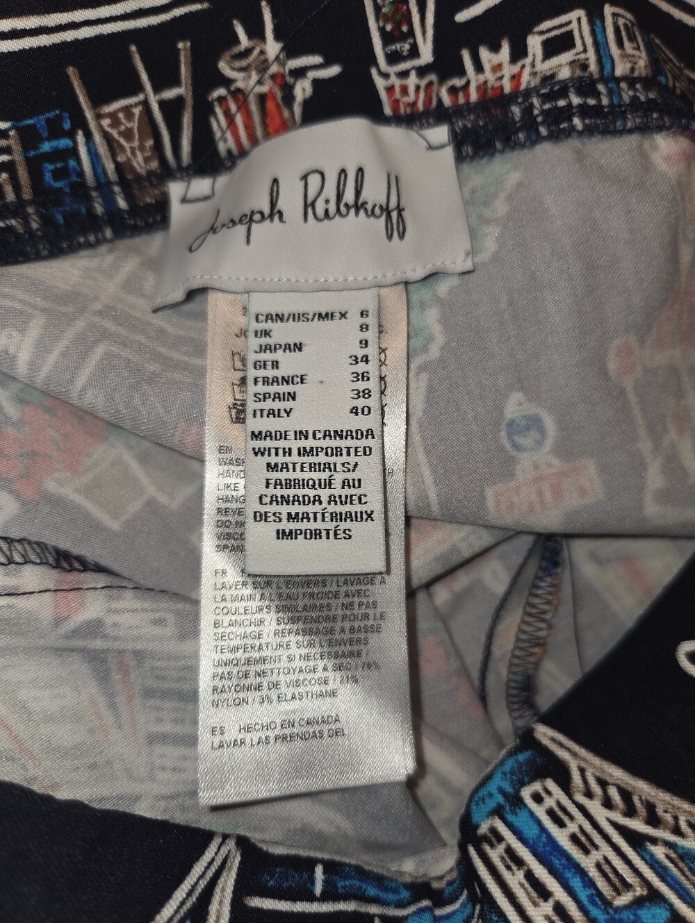 Joseph Ribkoff Black Paris-Print Casual Abstract Cropped Leggings - Picture 4 of 4